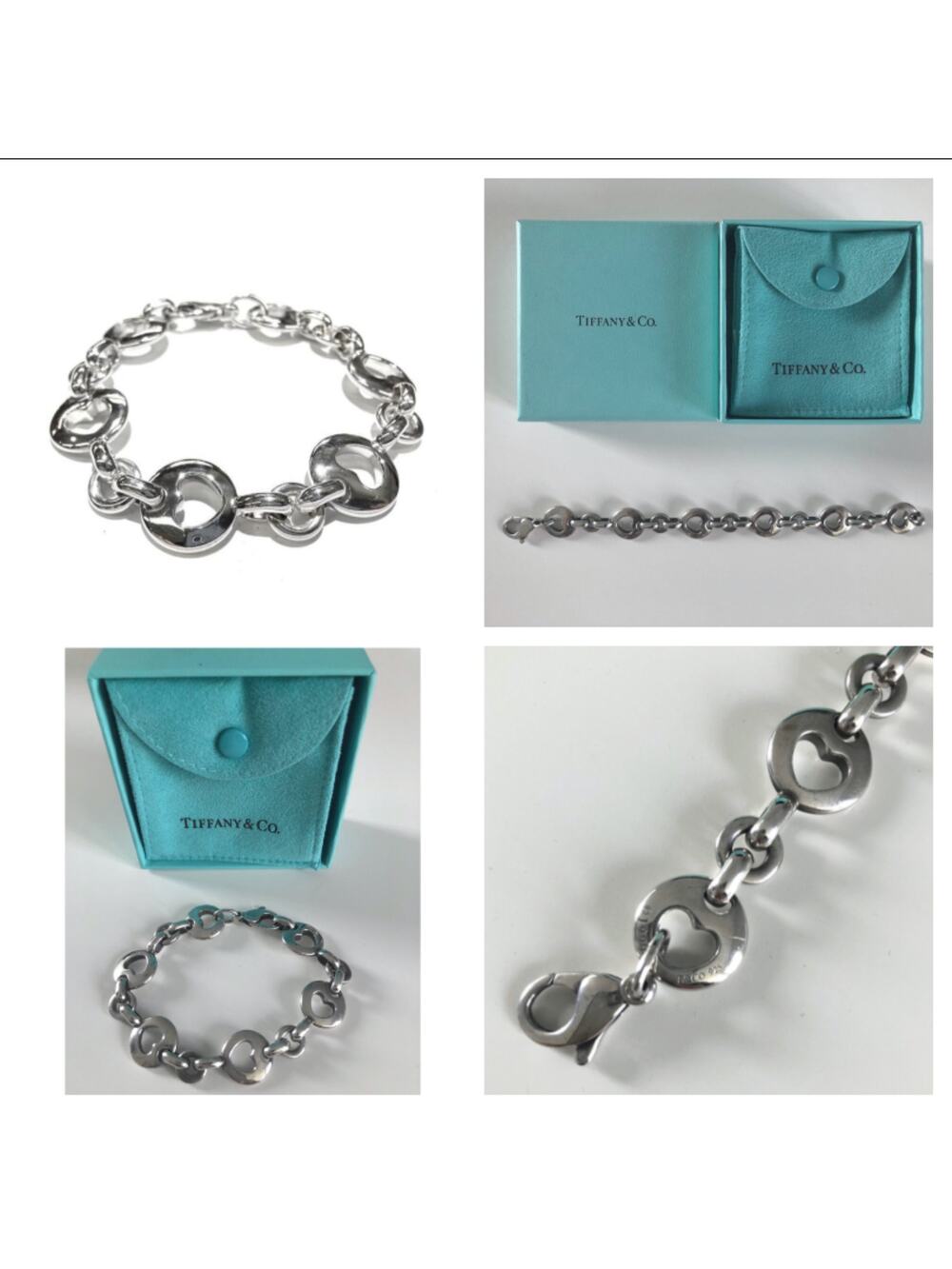 Tiffany & Co. Authentic Stencil Heart Link 925 Silver Bracelet – Retired Design